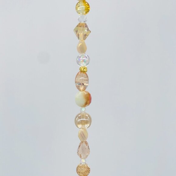 Beaded Suncatcher - Champagne Gold - Clear Crystal Prism - Hanging Decor - Picture 14 of 16